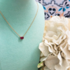 Natural Gemstone 6×4 Cushion Prong-set Necklace, birthstone cushion prong set necklace big, Colors by Love