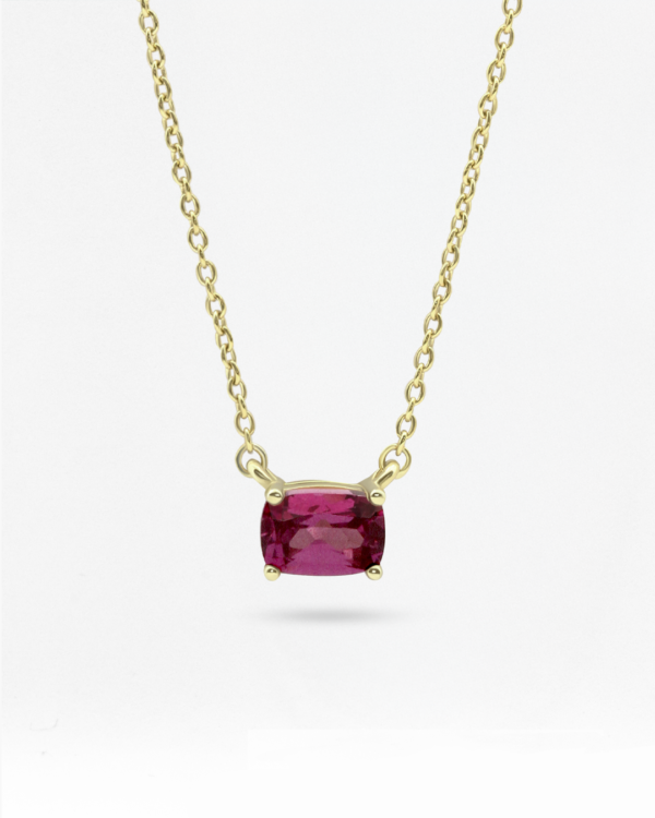 Natural Gemstone 6×4 Cushion Prong-set Necklace, birthstone cushion prong set necklace big, Colors by Love