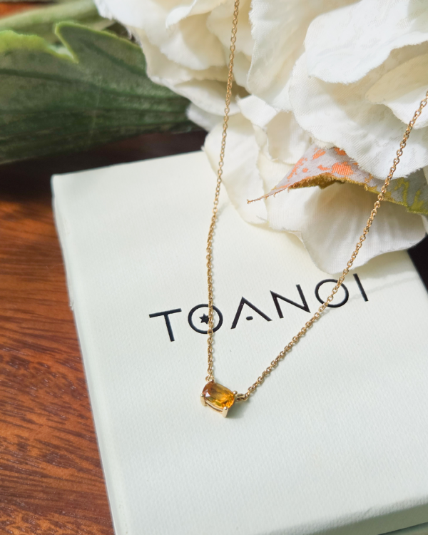 Natural Gemstone 6×4 Cushion Prong-set Necklace, handmade in Bangkok by Colors by Love