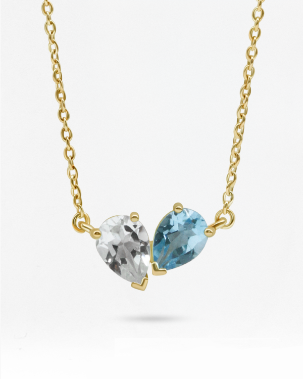 Two Natural Gemstone Necklace 2 Pears, handmade in Bangkok by Colors by Love