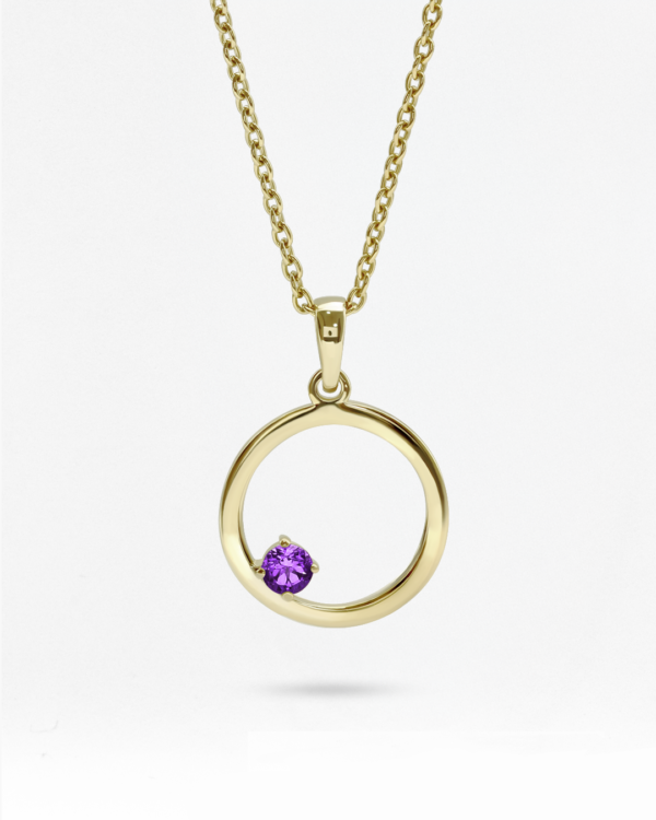 Natural Gemstone Circle Necklace Round, birthstone circle round stones necklace, Colors by Love