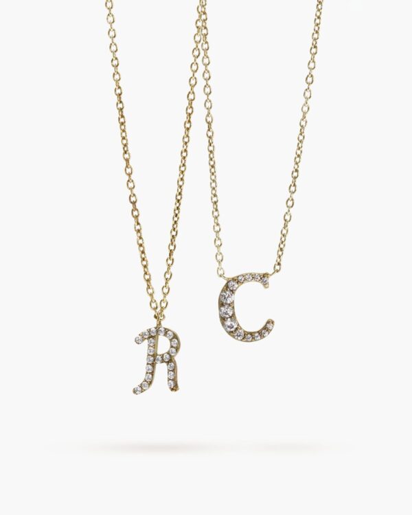 Initial Letter Necklace With Pave Setting | Colors By Love handcrafted Thai jewelry, Bangkok