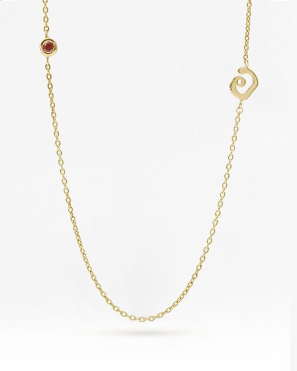 Thai Initial Side Necklaces With 2.5mm Natural Gemstone | Colors By Love handcrafted Thai jewelry, Bangkok