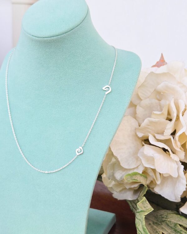 Thai Initial Letter Side Necklace with 2 Letters, handcrafted by Colors by Love, Bangkok