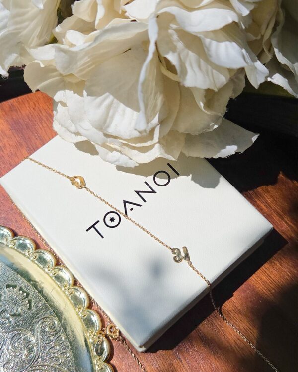 Thai Initial Letter Side Necklace with 2 Letters, handcrafted by Colors by Love, Bangkok