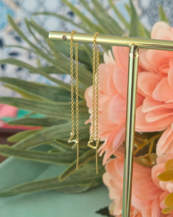 Thai Letter Threader Earring, th initial threader earring, Colors by Love