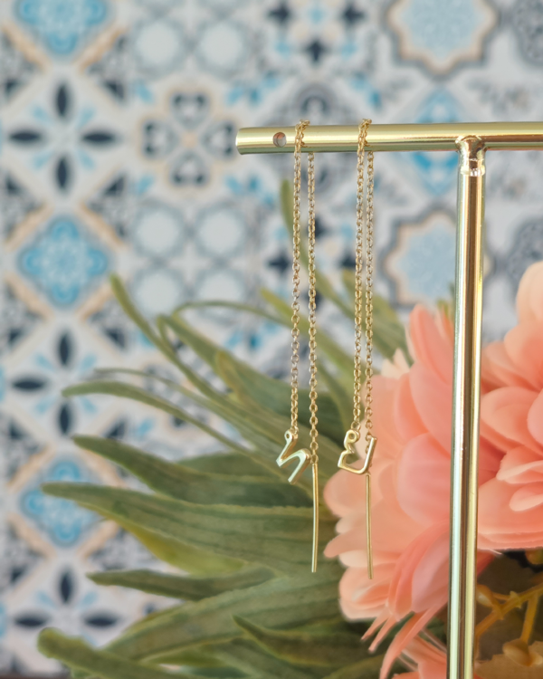 Thai Letter Threader Earring, th initial threader earring, Colors by Love