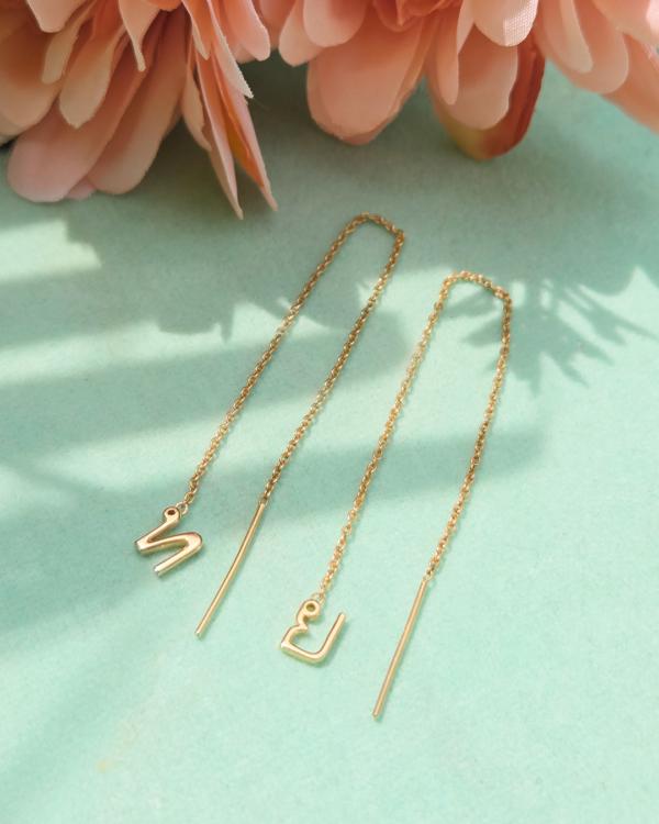 Thai Letter Threader Earring, th initial threader earring cover, Colors by Love
