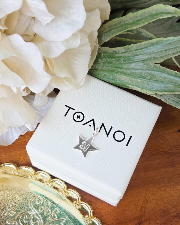 Custom Star Pendant With Natural Gemstone, Engraved Jewelry, handmade in Bangkok by Colors by Love
