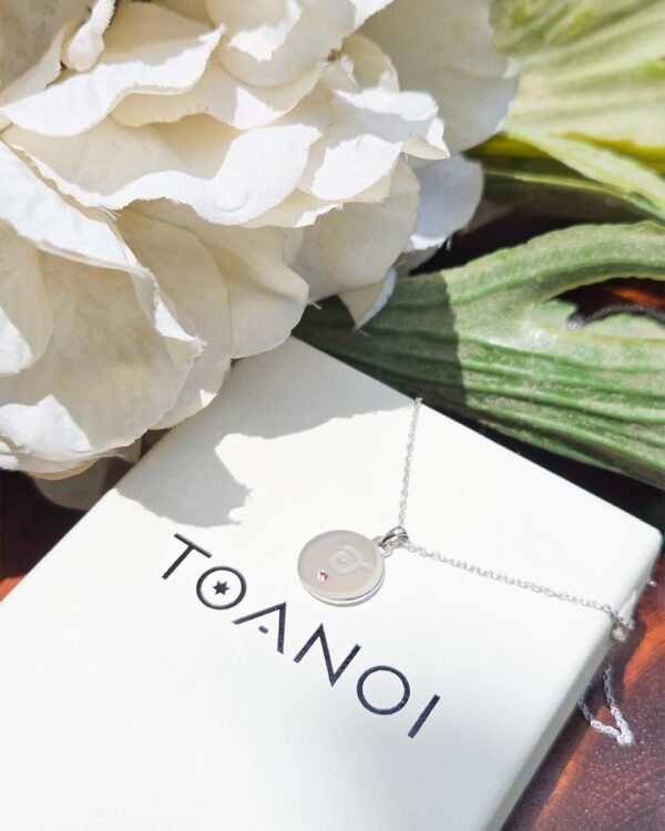 Custom Round Pendant With Natural Gemstone, Engraved Jewelry, handmade in Bangkok by Colors by Love