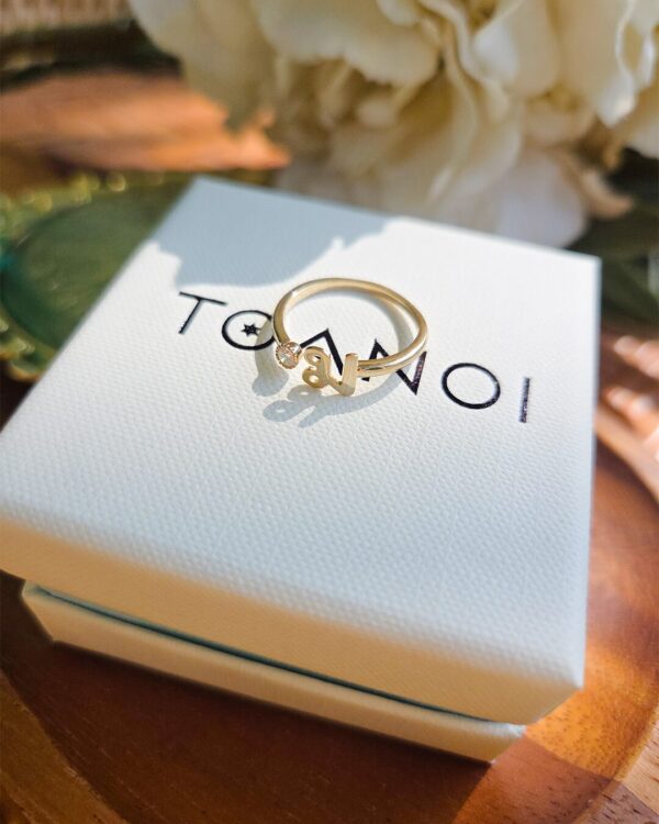 Thai Initial Ring with 2.5mm Natural 天然石について, handcrafted by Colors by Love, Bangkok