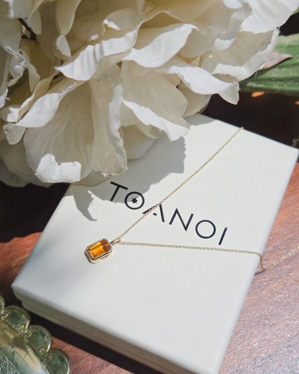 Vertical Bezel-Set Birthstone Necklace, handcrafted by Colors by Love, Bangkok