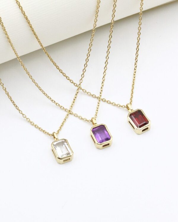 Vertical Bezel-Set Birthstone Necklace | Colors By Love handcrafted Thai jewelry, Bangkok
