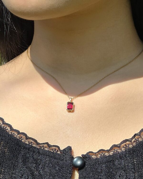 Vertical Bezel-Set Birthstone Necklace | Colors By Love handcrafted Thai jewelry, Bangkok