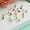 Natural Gemstone Stud Earring Round-4 Prong, birthstone stud earrings 4mm prong, Colors by Love