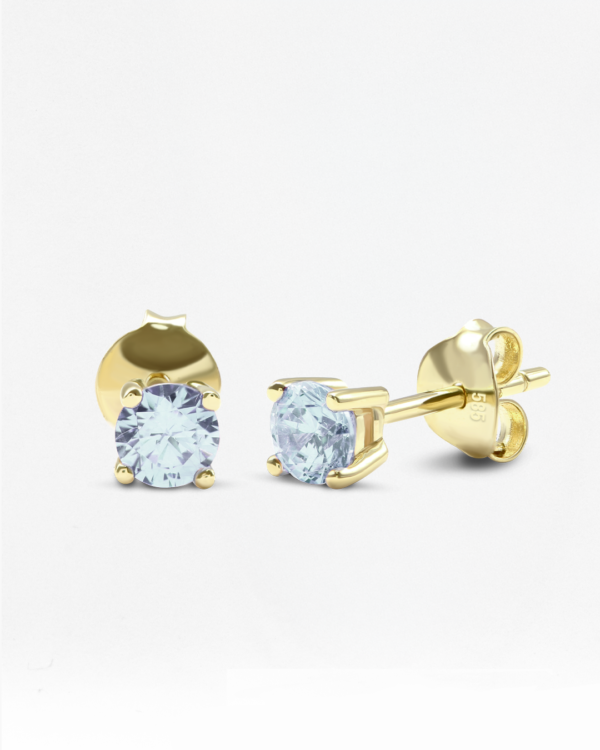 Natural Gemstone Stud Earring Round-4 Prong, handmade in Bangkok by Colors by Love