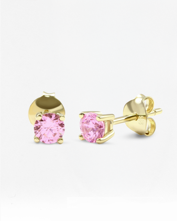 Natural Gemstone Stud Earring Round-4 Prong, birthstone stud earrings 4mm prong, Colors by Love