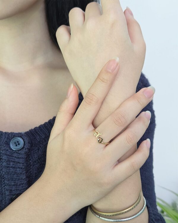 Two-Letter Thai Initial Ring with Natural Gemstone | Colors By Love handcrafted Thai jewelry, Bangkok
