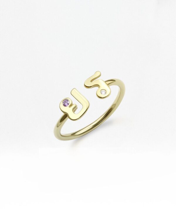 Two-Letter Thai Initial Ring with Natural Gemstone | Colors By Love handcrafted Thai jewelry, Bangkok