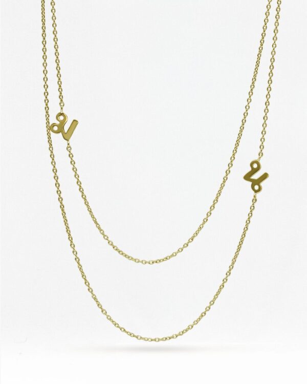 Thai Initial Letter Side Necklaces With 2 Chains 2 Letters | Colors By Love handcrafted Thai jewelry, Bangkok