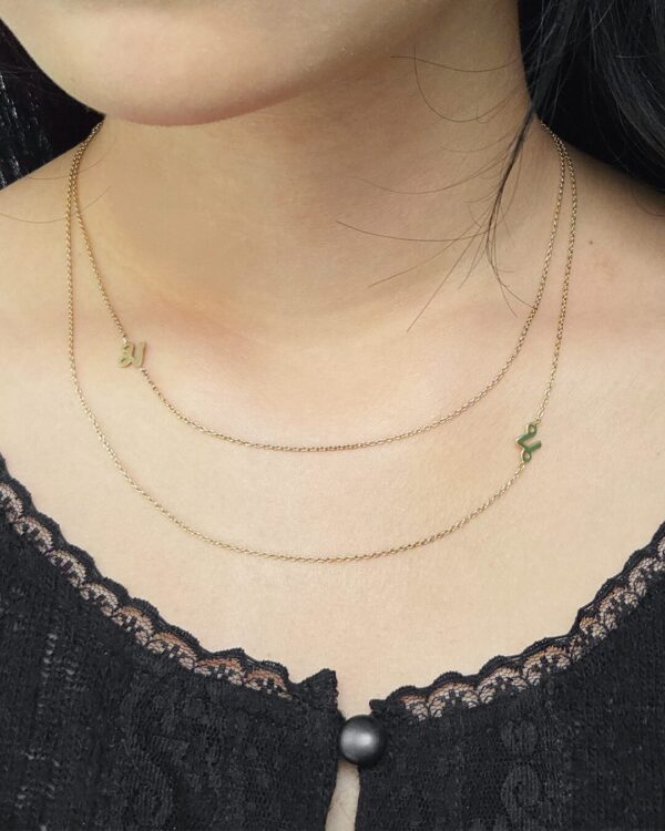 Thai Initial Letter Side Necklaces With 2 Chains 2 Letters | Colors By Love handcrafted Thai jewelry, Bangkok