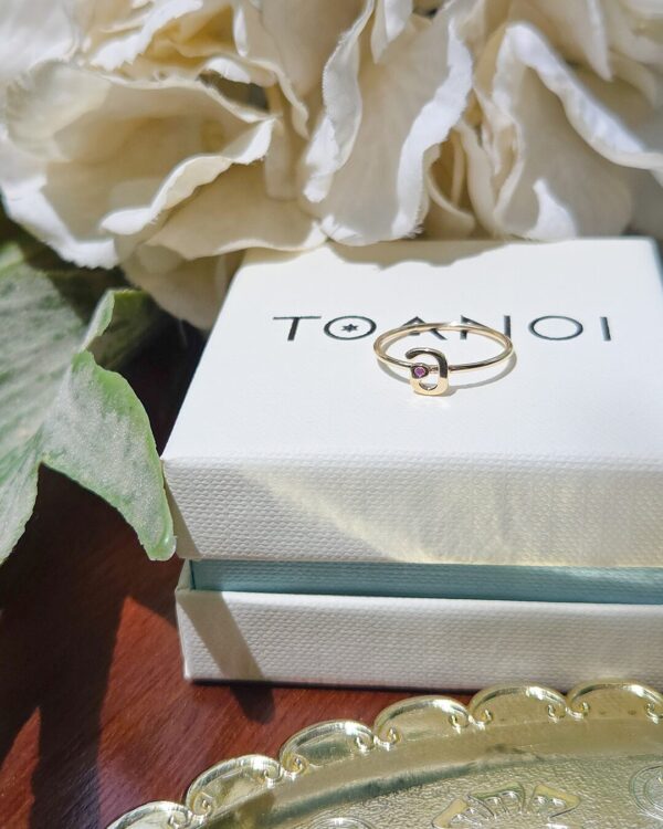 Single-Letter Thai Initial Ring with Natural Gemstones, handcrafted by Colors by Love, Bangkok