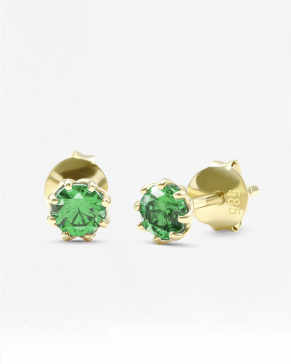 Natural Gemstone Stud Earring Round-8 Prong, handmade in Bangkok by Colors by Love