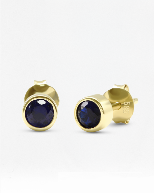 Natural Gemstone Stud Earring Round-Bezel, birthstone stud earrings 4mm brezel, Colors by Love
