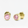 Natural Gemstone Stud Earring Round-Bezel, handmade in Bangkok by Colors by Love