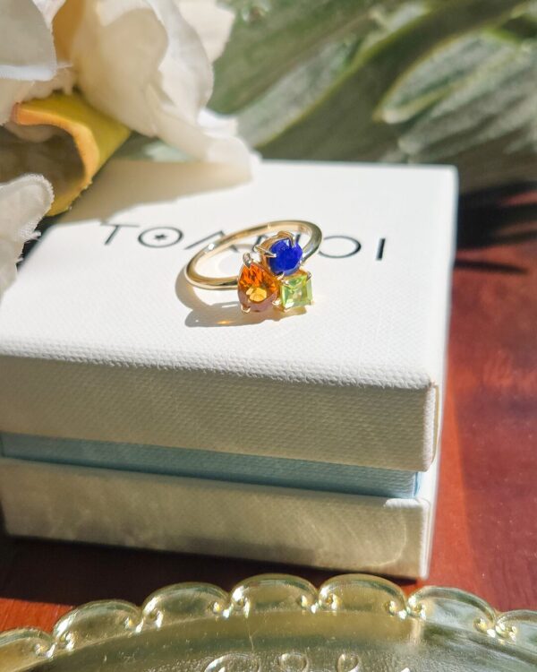 Natural Stones Three Stone Ring, handcrafted by Colors by Love, Bangkok