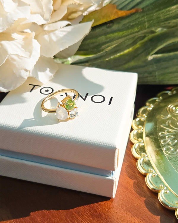 Natural Stones Three Stone Ring, handcrafted by Colors by Love, Bangkok
