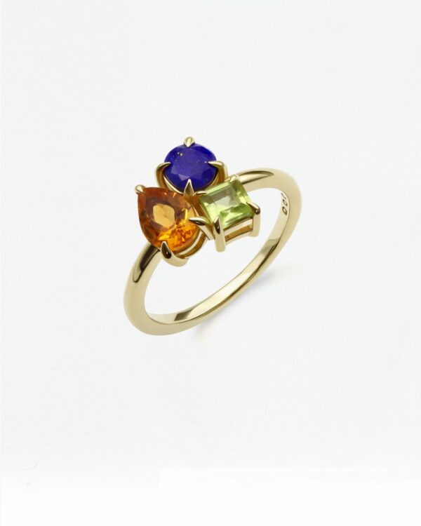 Natural Stones Three Stone Ring | Colors By Love handcrafted Thai jewelry, Bangkok