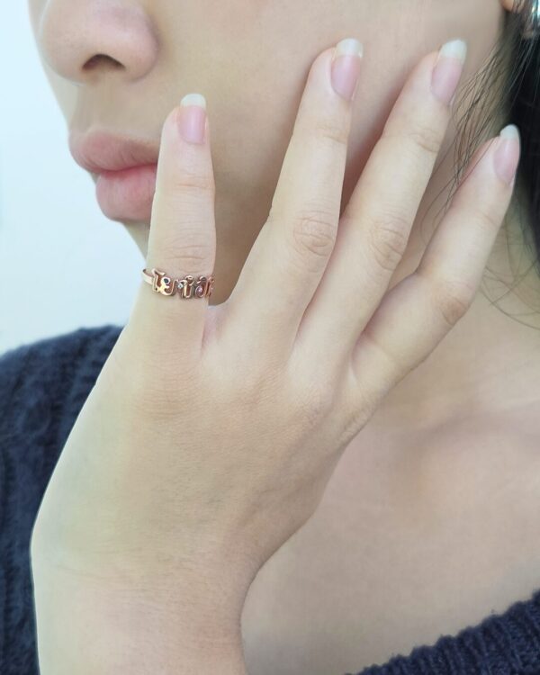 Thai Letter Name Ring with Natural Stone | Colors By Love handcrafted Thai jewelry, Bangkok