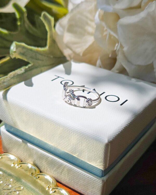 Thai Letter Name Ring with Natural Stone, handcrafted by Colors by Love, Bangkok