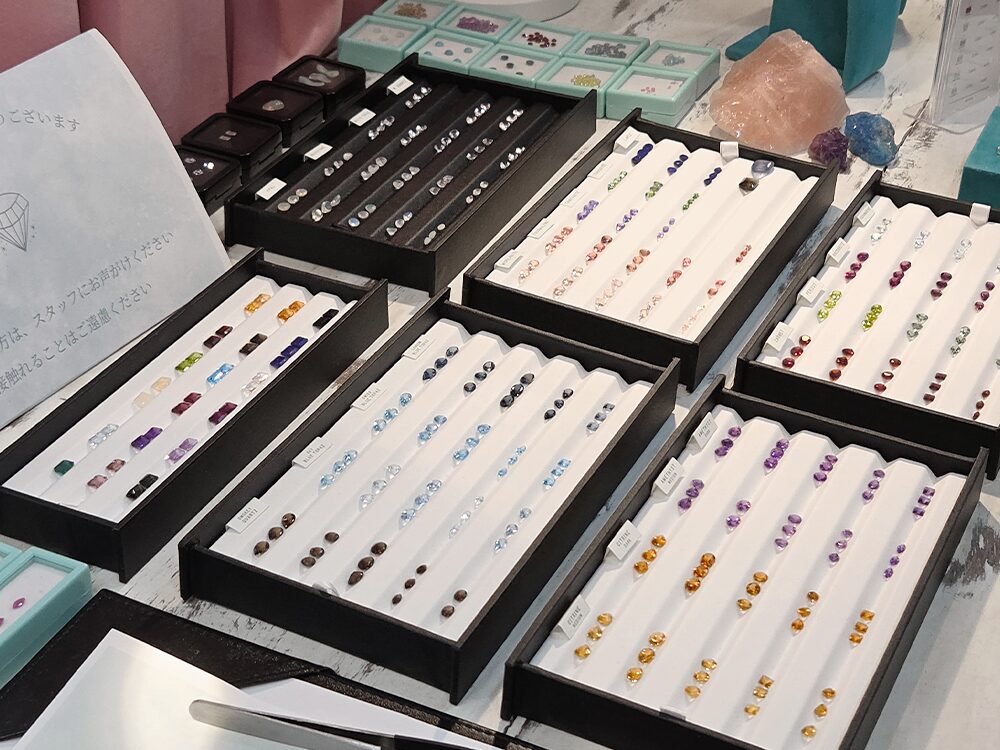 Natural gemstones set by hand at Colors By Love, Bangkok