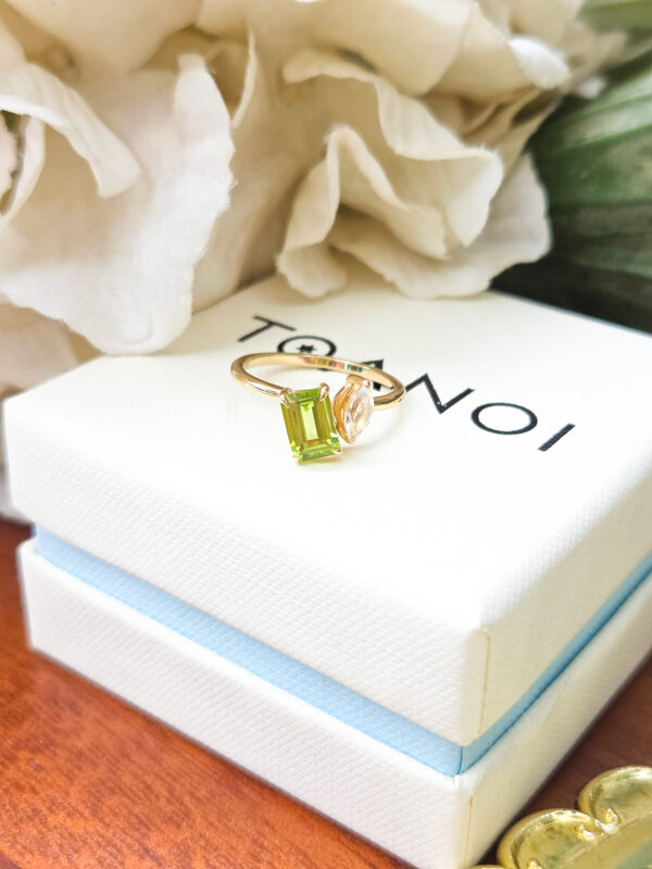 Two Natural 天然石について Ring Octagon-Marquise, handcrafted by Colors by Love, Bangkok
