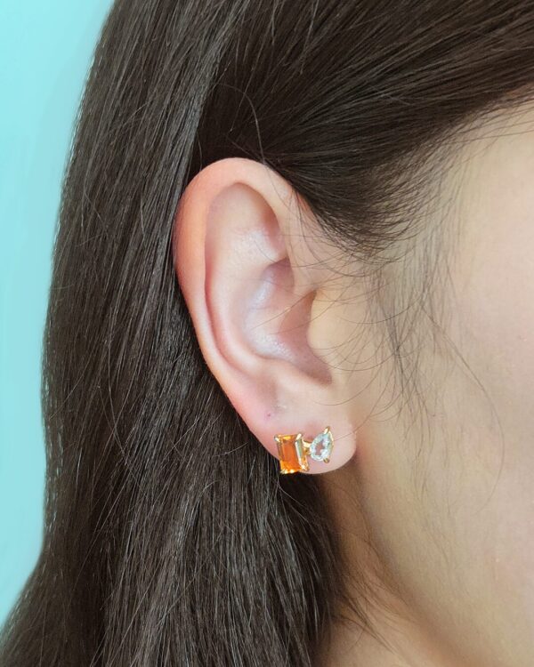Octagon-Pear Cut Natural Gemstone Stud Earrings | Colors By Love handcrafted Thai jewelry, Bangkok