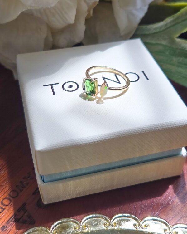 Two Natural 天然石について Ring Octagon-Marquise, handcrafted by Colors by Love, Bangkok