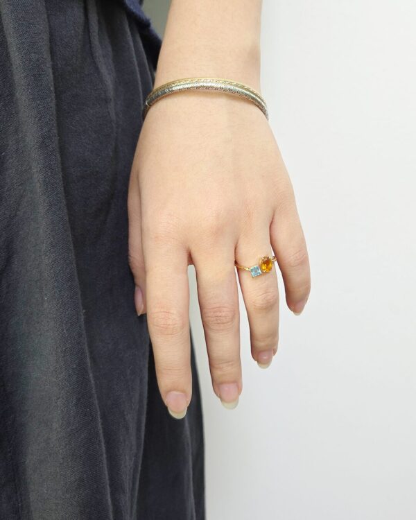 Two Natural Gemstones Ring Oval-Square | Colors By Love handcrafted Thai jewelry, Bangkok