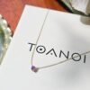 Natural 3mm stone prong-set necklace, handcrafted by Colors by Love, Bangkok