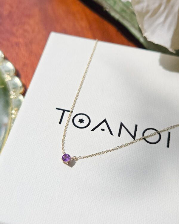 Natural 3mm stone prong-set necklace, handcrafted by Colors by Love, Bangkok