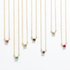 Natural 3mm stone prong-set necklace, birthstone 3mm stone necklace prong set coll, Colors by Love