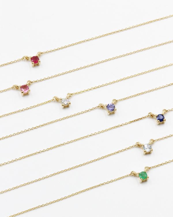 3mm 天然石の爪留めネックレス