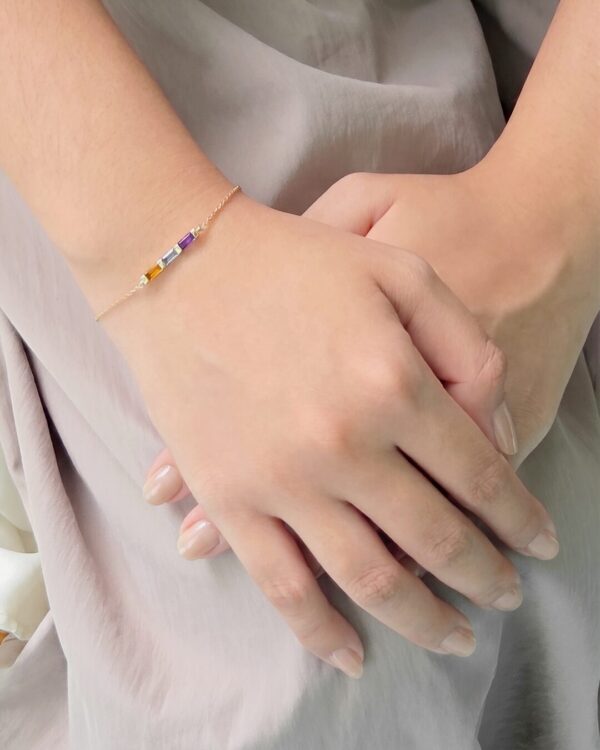 Three Baguette Natural Gemstone Bracelet, handcrafted by Colors by Love, Bangkok