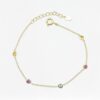 One-Five Round Natural Gemstones Bracelet, handcrafted by Colors by Love, Bangkok