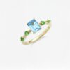 Five Natural Gemstones Ring Octagon-4 Round, handcrafted by Colors by Love, Bangkok