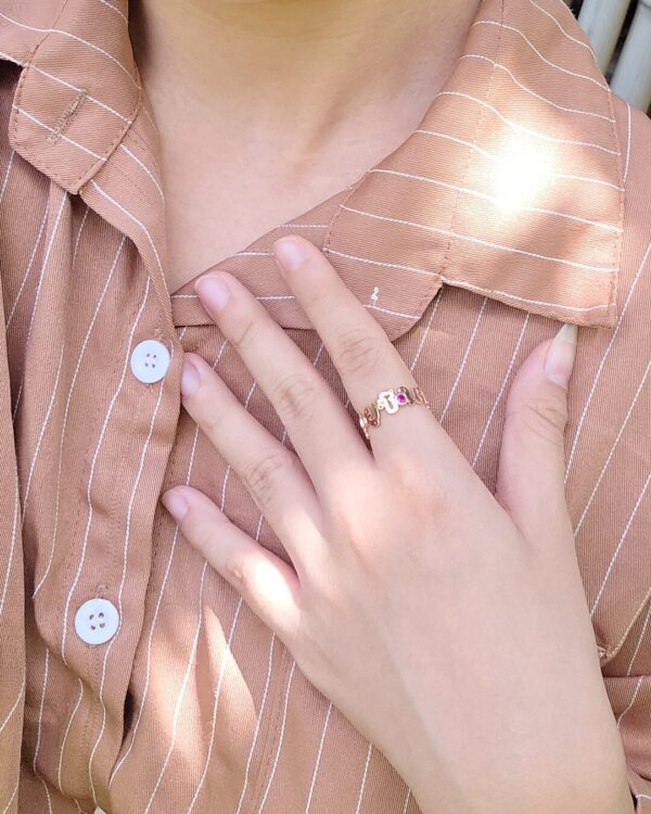 Custom Family Name Ring with 2.5mm stone, handcrafted by Colors by Love, Bangkok