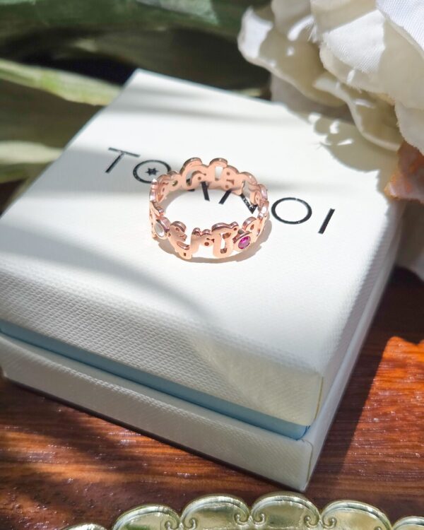 Custom Family Name Ring with 2.5mm stone, handcrafted by Colors by Love, Bangkok