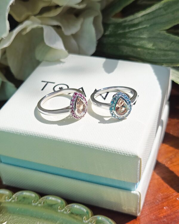 Teardrop halo ring, Colors by Love Bangkok