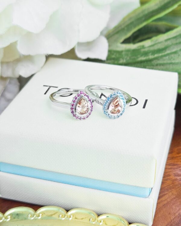 Teardrop halo ring, Colors by Love Bangkok